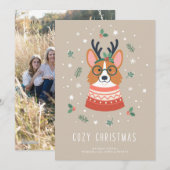 Knus Kerst Corgi Feestdagenkaart (Voorkant / Achterkant)