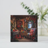 Knus Kerst cottage vakantie wenskaart Feestdagenkaart (Staand voorkant)