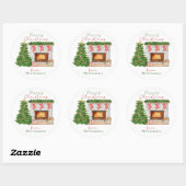 Knus kerst-haard cadeaustickers ronde sticker (Vel)