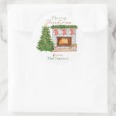 Knus kerst-haard cadeaustickers ronde sticker (Tas)