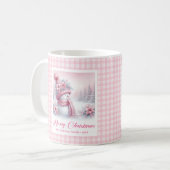 Knus Kerstdag Mug Roze Sneeuwman Winter Woud Kinde Koffiemok (Voorkant links)