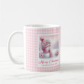 Knus Kerstdag Mug Roze Sneeuwman Winter Woud Kinde Koffiemok (Links)
