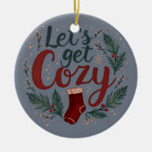 Knus Kerstdakje Bes Lettertype Keramisch Ornament (Voorkant)