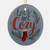 Knus Kerstdakje Bes Lettertype Keramisch Ornament (Links)