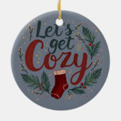 Knus Kerstdakje Bes Lettertype Keramisch Ornament (Achterkant)