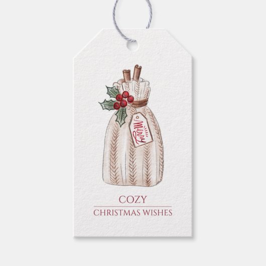 Knus Kerstfeest in Rustieke Stijl Cadeaulabel (Voorkant)