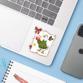 Knus Kerstgans Vakantiedesign Sticker (Laptop met iPhone)