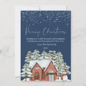 Knus Kersthuis en Sneeuwflat Feestdagenkaart (Voorkant)