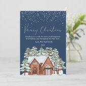 Knus Kersthuis en Sneeuwflat Feestdagenkaart (Staand voorkant)