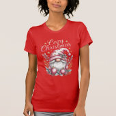 Knus Kersthuis Roze Kabouter T-shirt (Voorkant)