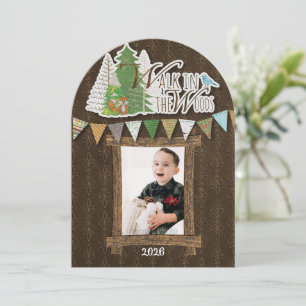 Knus Kerstkaart Bruin Ornamentaal Bos