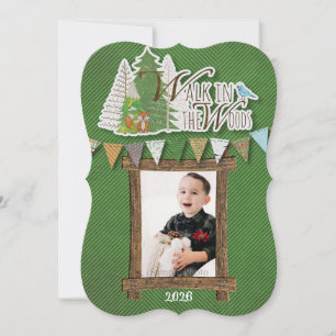Knus Kerstkaart Groen Chevron Bos Thema