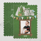 Knus Kerstkaart Groen Chevron Bos Thema (Voorkant / Achterkant)