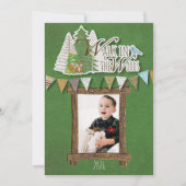 Knus Kerstkaart Groen Chevron Houtland (Voorkant)