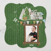 Knus Kerstkaart Groen Ornament Bos (Voorkant / Achterkant)