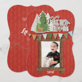 Knus Kerstkaart Houtland Rode Versiering (Voorkant / Achterkant)