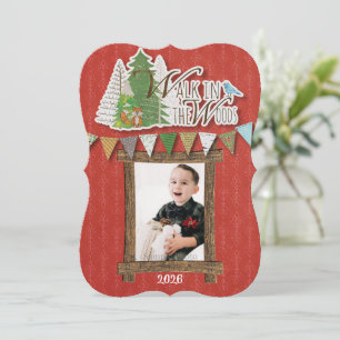 Knus Kerstkaart Houtland Rode Versiering