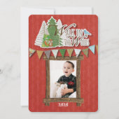 Knus Kerstkaart Houtland Rode Versiering (Voorkant)