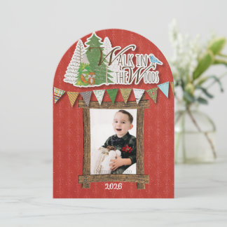 Knus Kerstkaart Houtland Rood Ornamentaal