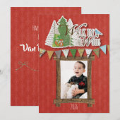 Knus Kerstkaart met Bosornament Rood (Voorkant / Achterkant)