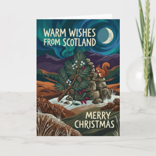 Knus Kerstkaart met Schotse Kat Kaart