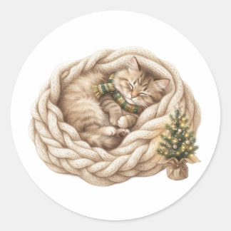Knus Kerstkat Deken Sticker