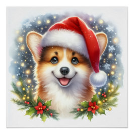 Knus Kerstmis Corgi Festive Kerst Wand Kunst Perfect Poster
