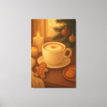 Knus Kerstmis koffie opgerekt canvasprint