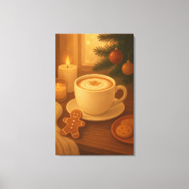 Knus Kerstmis koffie opgerekt canvasprint Canvas Afdruk
