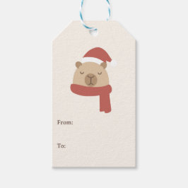 Knus Kerstmis met Capybara Cadeaulabel
