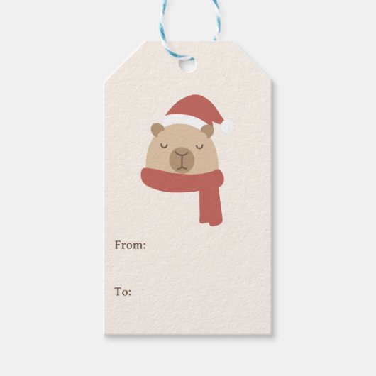 Knus Kerstmis met Capybara Cadeaulabel (Voorkant)