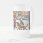 Knus Kerstmis Sneeuw Scene Kunst Matglas Bierpul (Voorkant rechts)