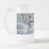 Knus Kerstmis Sneeuw Scene Kunst Matglas Bierpul (Links)
