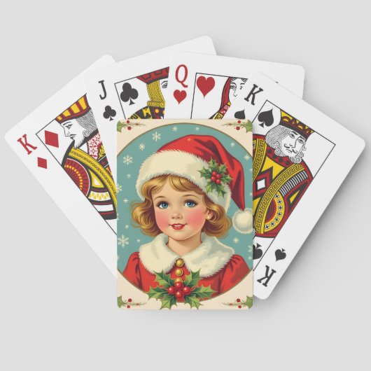 Knus Kerstmis Victoriaans Meisje Pokerkaarten (Achterkant)