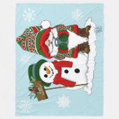 Knus Kerstmnis Kabouter Sneeuwman Winter Feestdag  Fleece Deken (Voorkant)
