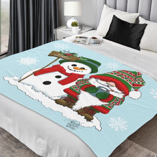 Knus Kerstmnis Kabouter Sneeuwman Winter Feestdag  Fleece Deken