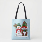 Knus Kerstmnis Kabouter Sneeuwman Winter Feestdag  Tote Bag (Voorkant)
