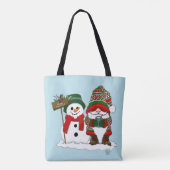 Knus Kerstmnis Kabouter Sneeuwman Winter Feestdag  Tote Bag (Achterkant)