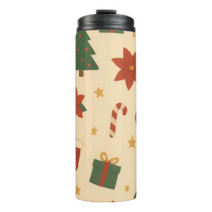 Knus Kerstpatroon met Cadeaus en Bomen Thermosbeker