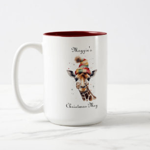 Knus Kerstsafari, op maat Tweekleurige Koffiemok
