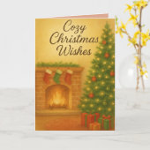 Knus Kerstwensen Kaart – Warm Waterverf (Gele Bloem)
