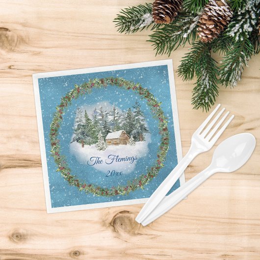 Knus Kerstwoud Scene Servet