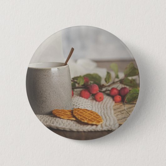 Knus koffie- en biscuitmorgen esthetische knop ronde button 5,7 cm (Voorkant)