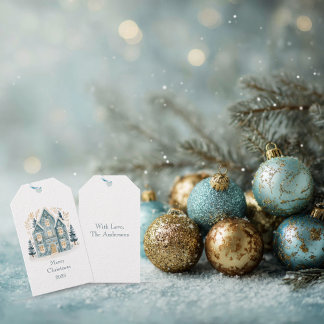 Knus Kunst Kunst Holiday Huizen Gift Tag Cadeaulabel