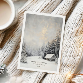 Knus landschap in de winter Kerstvakantiekaart Feestdagenkaart