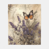 Knus Lavendelvlinder Vintage Print Fleece Deken (Voorkant)