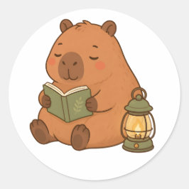Knus Lees Capybara door Lantaarn Mooie Sticker Cad