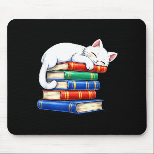 Knus lief slapende kat en boeken aandoenlijke boek muismat