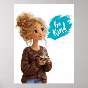 Knus Meisje in Coffee Bean Trui Poster