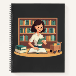 Knus meisje leest boekenplank notitieboek
